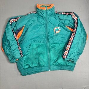 Miami Dolphins Jacket Men’s 2XL XXL Vintage 90s Puffer NFL Football Retro Zip Up